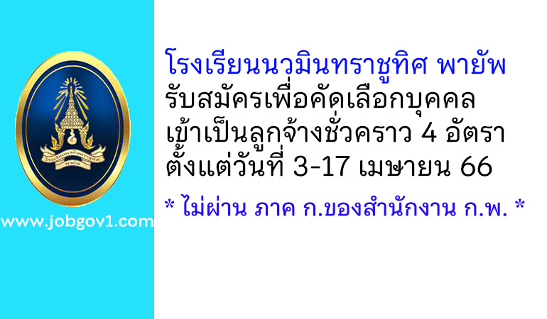 โรงเรียนนวมินทราชูทิศ พายัพ รับสมัครเพื่อคัดเลือกบุคคลเข้าเป็นลูกจ้างชั่วคราว 4 อัตรา