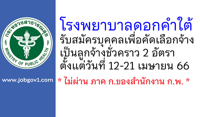 โรงพยาบาลดอกคำใต้ รับสมัครลูกจ้างชั่วคราว 2 อัตรา