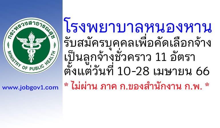 โรงพยาบาลหนองหาน รับสมัครบุคคลเพื่อคัดเลือกจ้างเป็นลูกจ้างชั่วคราว 11 อัตรา