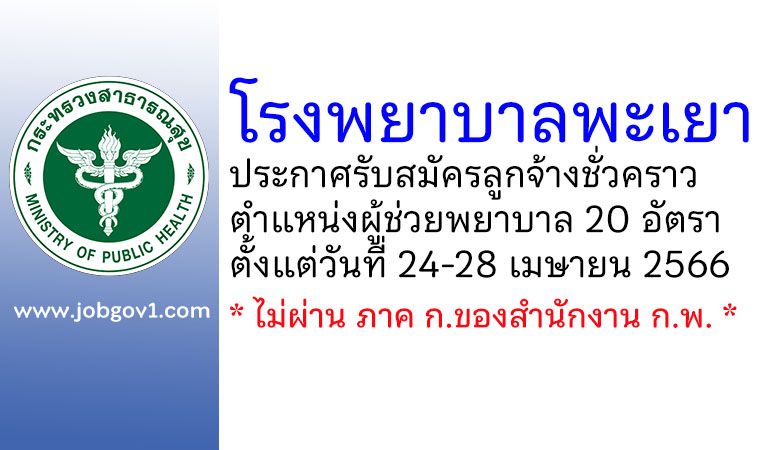 โรงพยาบาลพะเยา รับสมัครลูกจ้างชั่วคราว ตำแหน่งผู้ช่วยพยาบาล 20 อัตรา