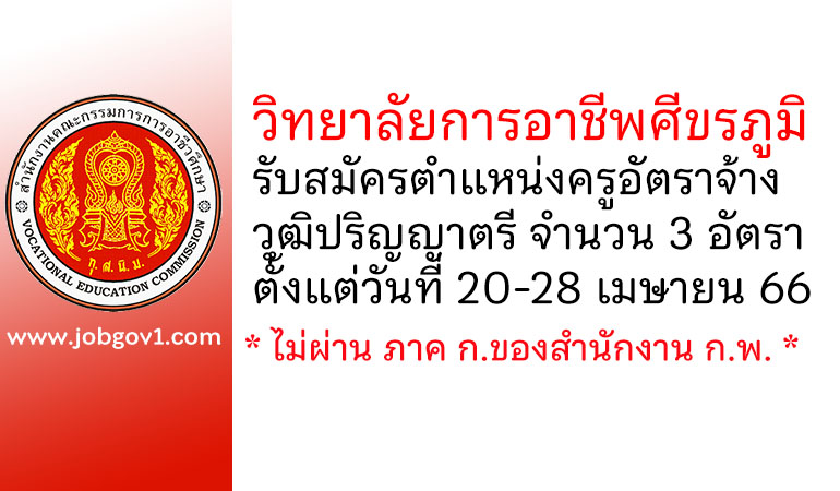 วิทยาลัยการอาชีพศีขรภูมิ รับสมัครครูอัตราจ้าง 3 อัตรา