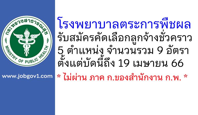 โรงพยาบาลตระการพืชผล รับสมัครคัดเลือกลูกจ้างชั่วคราว 9 อัตรา