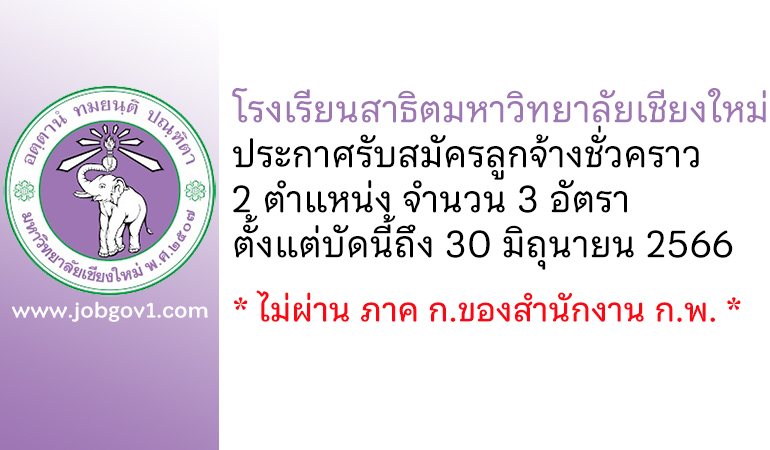 โรงเรียนสาธิตมหาวิทยาลัยเชียงใหม่ รับสมัครลูกจ้างชั่วคราว 3 อัตรา