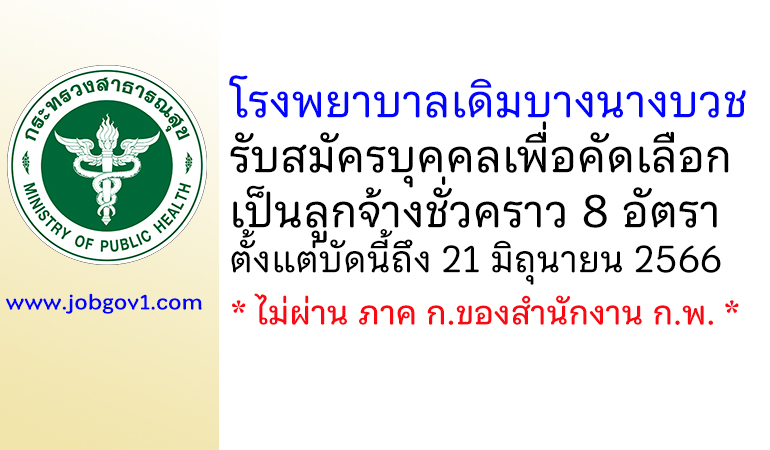 โรงพยาบาลเดิมบางนางบวช รับสมัครบุคคลเพื่อคัดเลือกเป็นลูกจ้างชั่วคราว 8 อัตรา