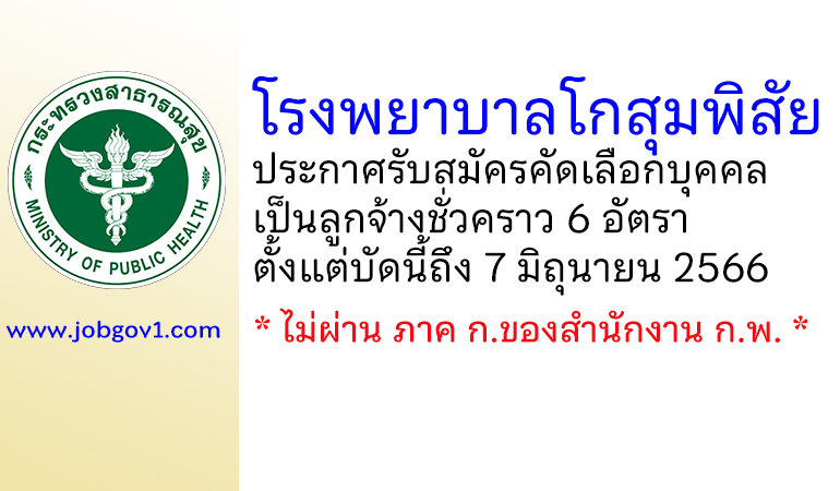 โรงพยาบาลโกสุมพิสัย รับสมัครคัดเลือกบุคคลเป็นลูกจ้างชั่วคราว 6 อัตรา