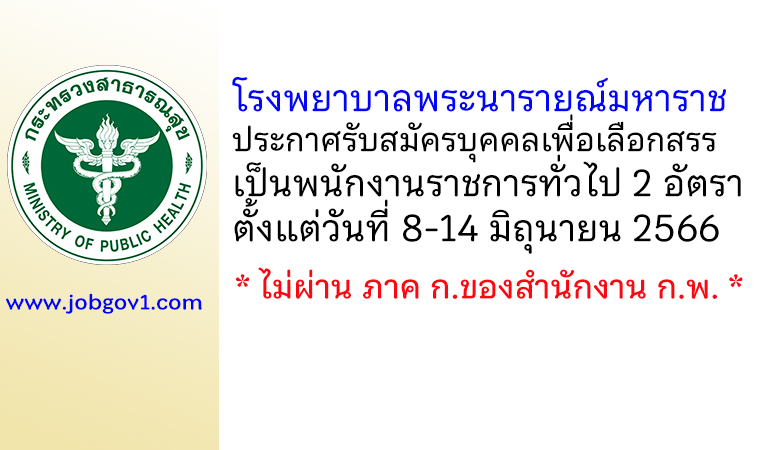 โรงพยาบาลพระนารายณ์มหาราช รับสมัครบุคคลเพื่อเลือกสรรเป็นพนักงานราชการทั่วไป 2 อัตรา