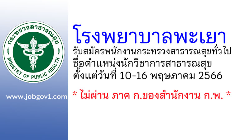 โรงพยาบาลพะเยา รับสมัครพนักงานกระทรวงสาธารณสุขทั่วไป ตำแหน่งนักวิชาการสาธารณสุข