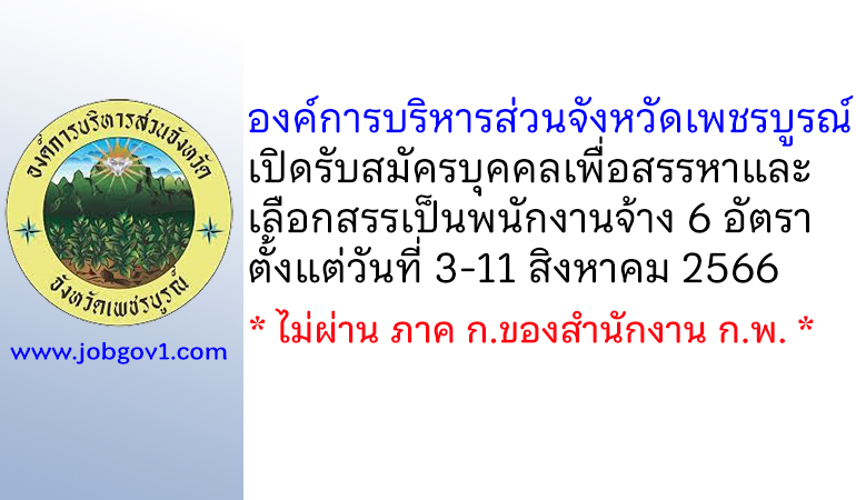 องค์การบริหารส่วนจังหวัดเพชรบูรณ์ รับสมัครบุคคลเพื่อสรรหาและเลือกสรรเป็นพนักงานจ้าง 6 อัตรา