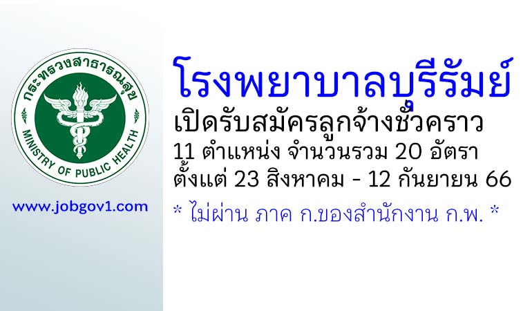 โรงพยาบาลบุรีรัมย์ รับสมัครลูกจ้างชั่วคราว 11 ตำแหน่ง 20 อัตรา