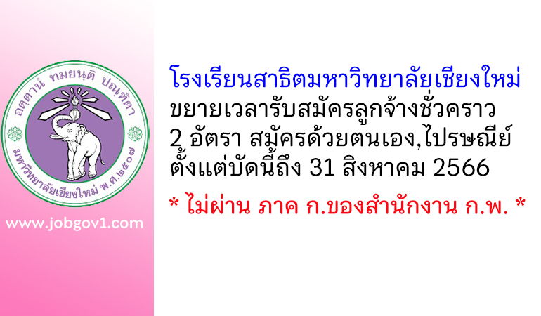 โรงเรียนสาธิตมหาวิทยาลัยเชียงใหม่ ขยายเวลารับสมัครลูกจ้างชั่วคราว 2 อัตรา