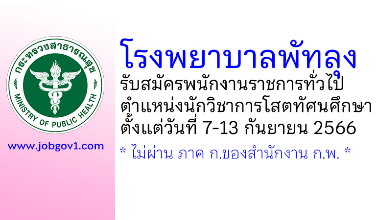 โรงพยาบาลพัทลุง รับสมัครพนักงานราชการทั่วไป ตำแหน่งนักวิชาการโสตทัศนศึกษา