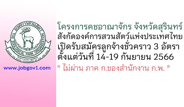 โครงการคชอาณาจักร จังหวัดสุรินทร์ รับสมัครลูกจ้างชั่วคราว 3 อัตรา