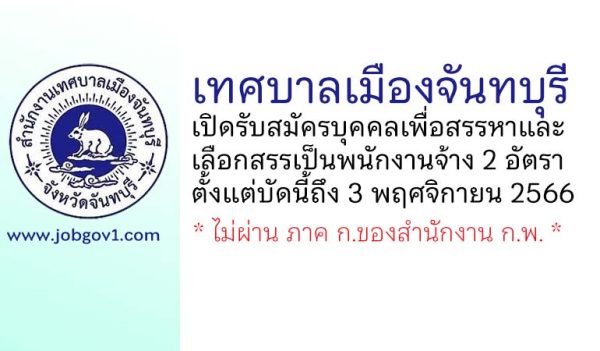 เทศบาลเมืองจันทบุรี รับสมัครบุคคลเพื่อสรรหาและเลือกสรรเป็นพนักงานจ้าง 2 อัตรา