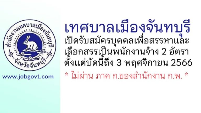 เทศบาลเมืองจันทบุรี รับสมัครบุคคลเพื่อสรรหาและเลือกสรรเป็นพนักงานจ้าง 2 อัตรา