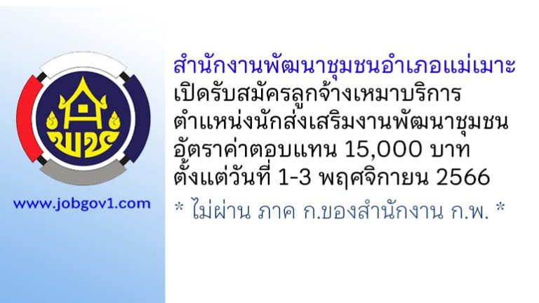 สำนักงานพัฒนาชุมชนอำเภอแม่เมาะ รับสมัครลูกจ้างเหมาบริการ ตำแหน่งนักส่งเสริมงานพัฒนาชุมชน