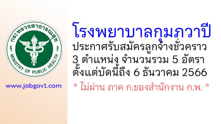 โรงพยาบาลกุมภวาปี รับสมัครลูกจ้างชั่วคราว 3 ตำแหน่ง 5 อัตรา