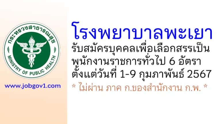 โรงพยาบาลพะเยา รับสมัครบุคคลเพื่อเลือกสรรเป็นพนักงานราชการทั่วไป 6 อัตรา