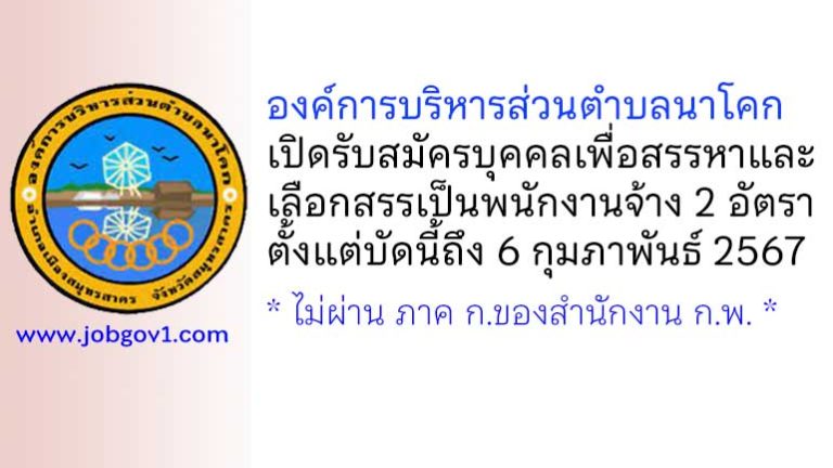 องค์การบริหารส่วนตำบลนาโคก รับสมัครบุคคลเพื่อสรรหาและเลือกสรรเป็นพนักงานจ้าง 2 อัตรา