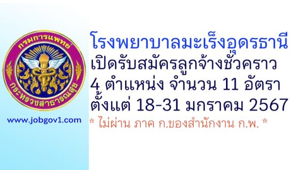 โรงพยาบาลมะเร็งอุดรธานี รับสมัครลูกจ้างชั่วคราว 11 อัตรา