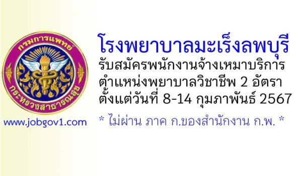 โรงพยาบาลมะเร็งลพบุรี รับสมัครพนักงานจ้างเหมาบริการ ตำแหน่งพยาบาลวิชาชีพ 2 อัตรา