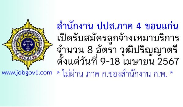 สำนักงาน ปปส. ภาค 4 รับสมัครลูกจ้างเหมาบริการ 8 อัตรา