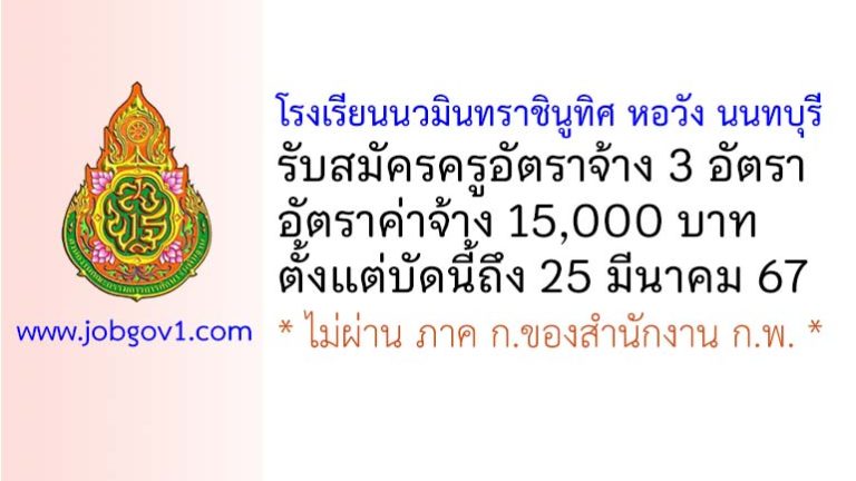 โรงเรียนนวมินทราชินูทิศ หอวัง นนทบุรี รับสมัครครูอัตราจ้าง 3 อัตรา