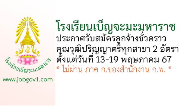 โรงเรียนเบ็ญจะมะมหาราช รับสมัครลูกจ้างชั่วคราว 2 อัตรา