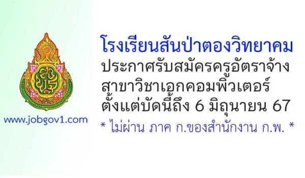 โรงเรียนสันป่าตองวิทยาคม รับสมัครครูอัตราจ้าง สาขาวิชาคอมพิวเตอร์