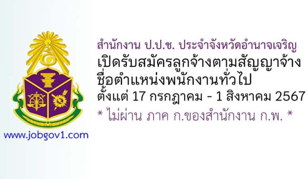 สำนักงาน ป.ป.ช. ประจำจังหวัดอำนาจเจริญ รับสมัครลูกจ้างตามสัญญาจ้าง ตำแหน่งพนักงานทั่วไป