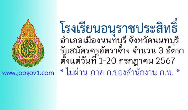 โรงเรียนอนุราชประสิทธิ์ รับสมัครครูอัตราจ้าง 3 อัตรา