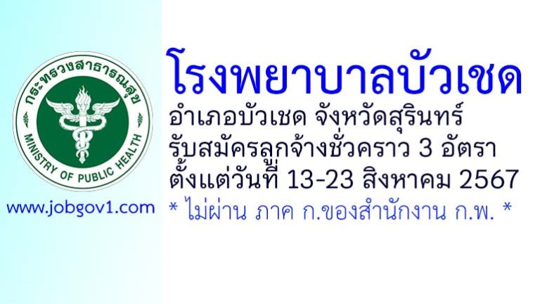 โรงพยาบาลบัวเชด รับสมัครลูกจ้างชั่วคราว 3 อัตรา