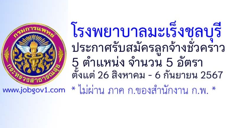 โรงพยาบาลมะเร็งชลบุรี รับสมัครลูกจ้างชั่วคราว 5 อัตรา