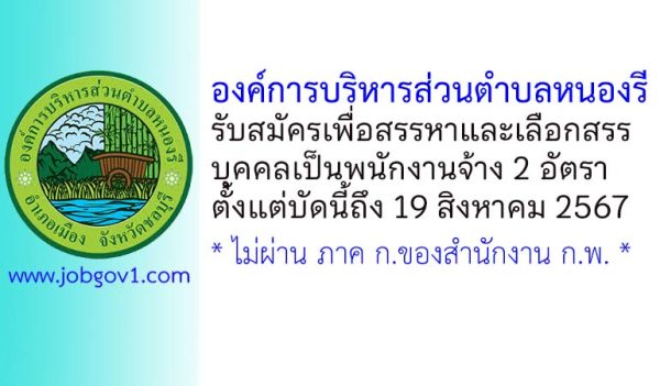 องค์การบริหารส่วนตำบลหนองรี รับสมัครบุคคลเพื่อสรรหาและเลือกสรรบุคคลเป็นพนักงานจ้าง 2 อัตรา