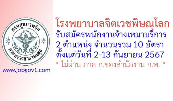 โรงพยาบาลจิตเวชพิษณุโลก รับสมัครพนักงานจ้างเหมาบริการ 10 อัตรา