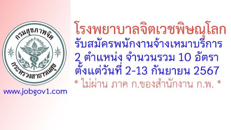 โรงพยาบาลจิตเวชพิษณุโลก รับสมัครพนักงานจ้างเหมาบริการ 10 อัตรา