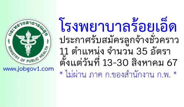 โรงพยาบาลร้อยเอ็ด รับสมัครลูกจ้างชั่วคราว 35 อัตรา