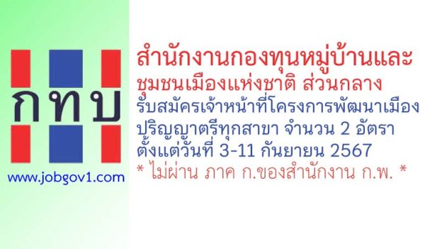 สำนักงานกองทุนหมู่บ้านและชุมชนเมืองแห่งชาติ รับสมัครเจ้าหน้าที่โครงการพัฒนาเมือง 2 อัตรา