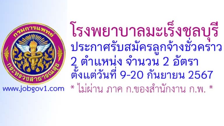 โรงพยาบาลมะเร็งชลบุรี รับสมัครบุคคลเพื่อเลือกสรรเป็นลูกจ้างชั่วคราว 2 อัตรา