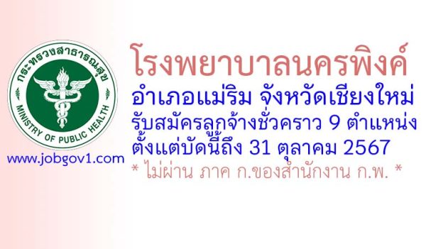 โรงพยาบาลนครพิงค์ รับสมัครลูกจ้างชั่วคราว 9 ตำแหน่ง