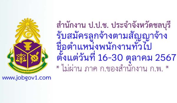 สำนักงาน ป.ป.ช. ประจำจังหวัดชลบุรี รับสมัครลูกจ้างตามสัญญาจ้าง ตำแหน่งพนักงานทั่วไป