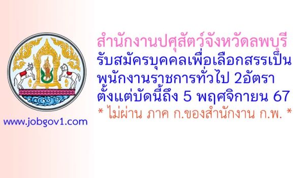 สำนักงานปศุสัตว์จังหวัดลพบุรี รับสมัครบุคคลเพื่อเลือกสรรเป็นพนักงานราชการทั่วไป 2 อัตรา