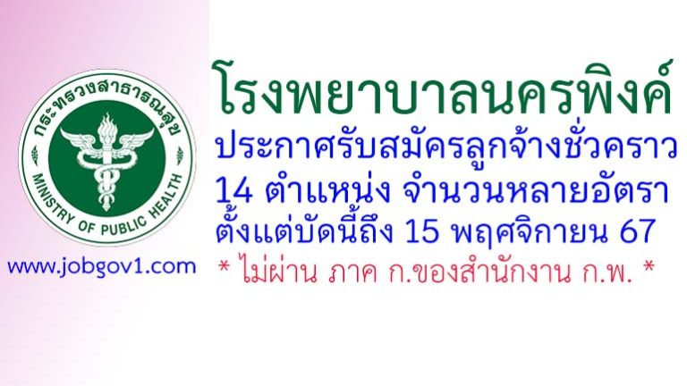 โรงพยาบาลนครพิงค์ รับสมัครลูกจ้างชั่วคราว 14 ตำแหน่ง จำนวนหลายอัตรา