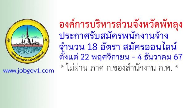 องค์การบริหารส่วนจังหวัดพัทลุง รับสมัครบุคคลเพื่อสรรหาและเลือกสรรเป็นพนักงานจ้าง 18 อัตรา