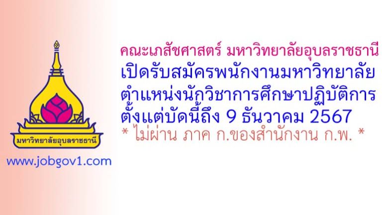 คณะเภสัชศาสตร์ มหาวิทยาลัยอุบลราชธานี รับสมัครพนักงานมหาวิทยาลัย ตำแหน่งนักวิชาการศึกษาปฏิบัติการ