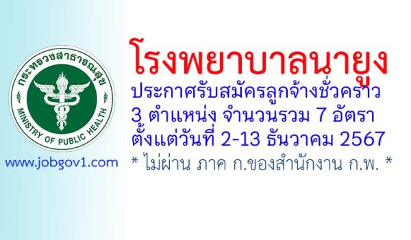 โรงพยาบาลนายูง รับสมัครลูกจ้างชั่วคราว 7 อัตรา